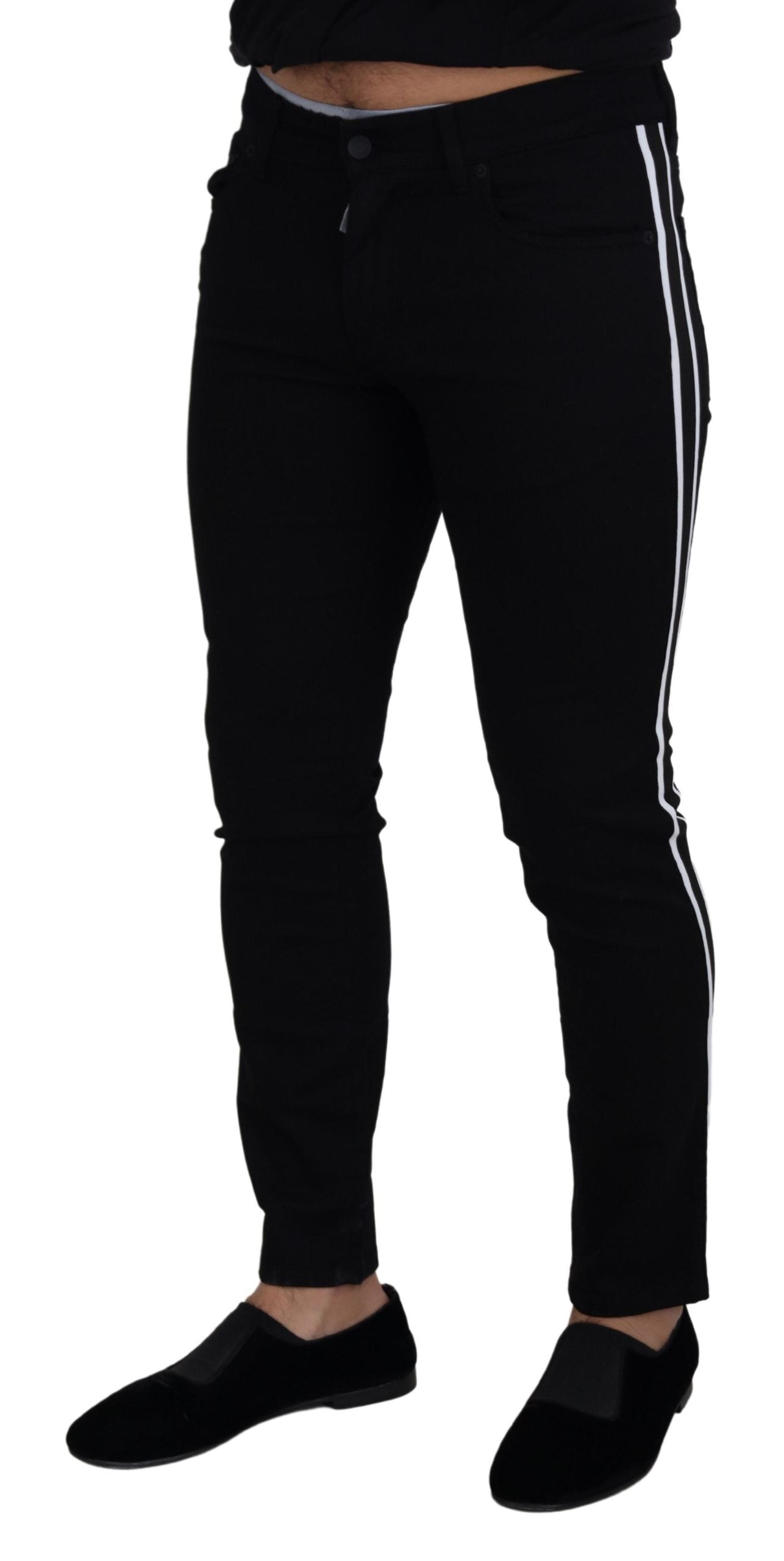 Dolce & Gabbana Black Cotton DG Crown Men Denim Jeans Dolce & Gabbana