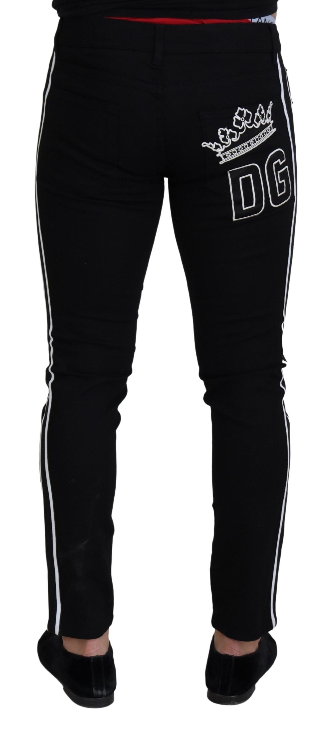 Dolce & Gabbana Black Cotton DG Crown Men Denim Jeans Dolce & Gabbana