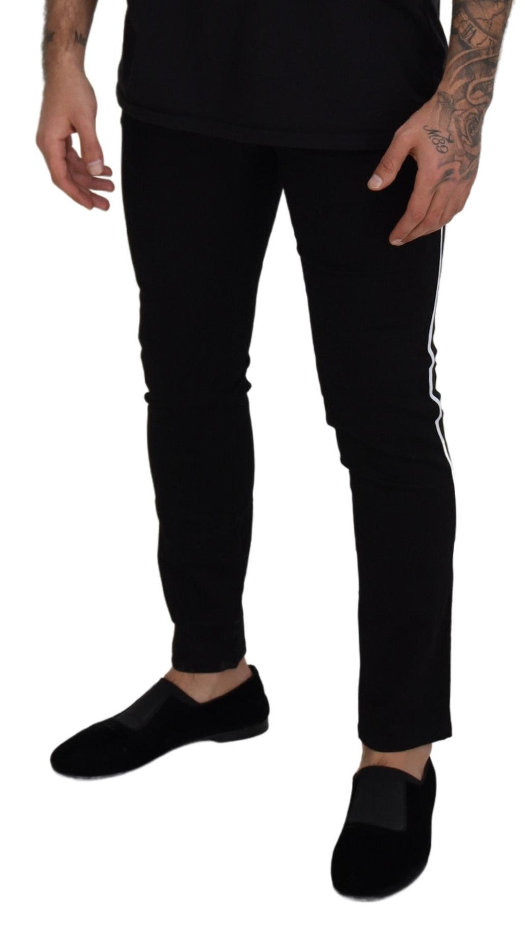 Dolce & Gabbana Black Cotton DG Crown Men Denim Jeans Dolce & Gabbana