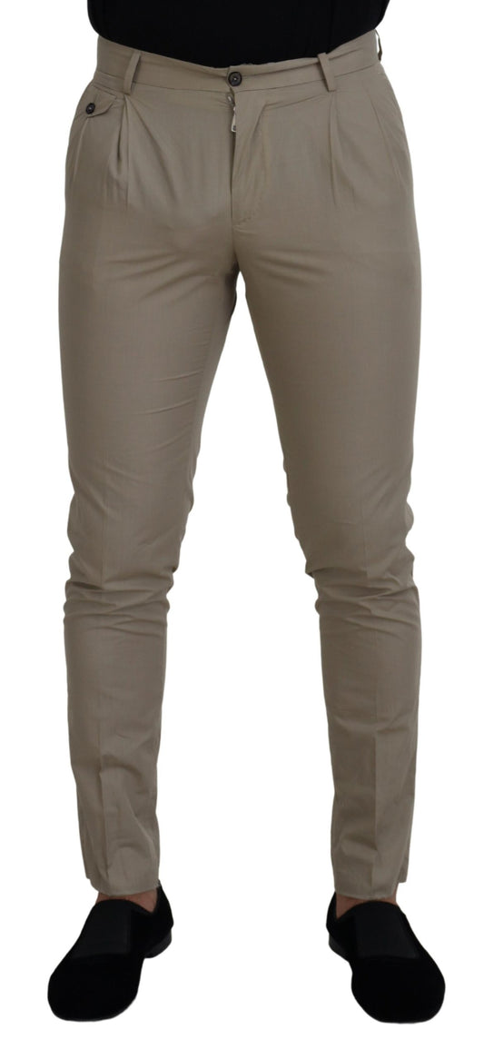 Dolce & Gabbana Beige Cotton Slim Fit Men Pants Dolce & Gabbana