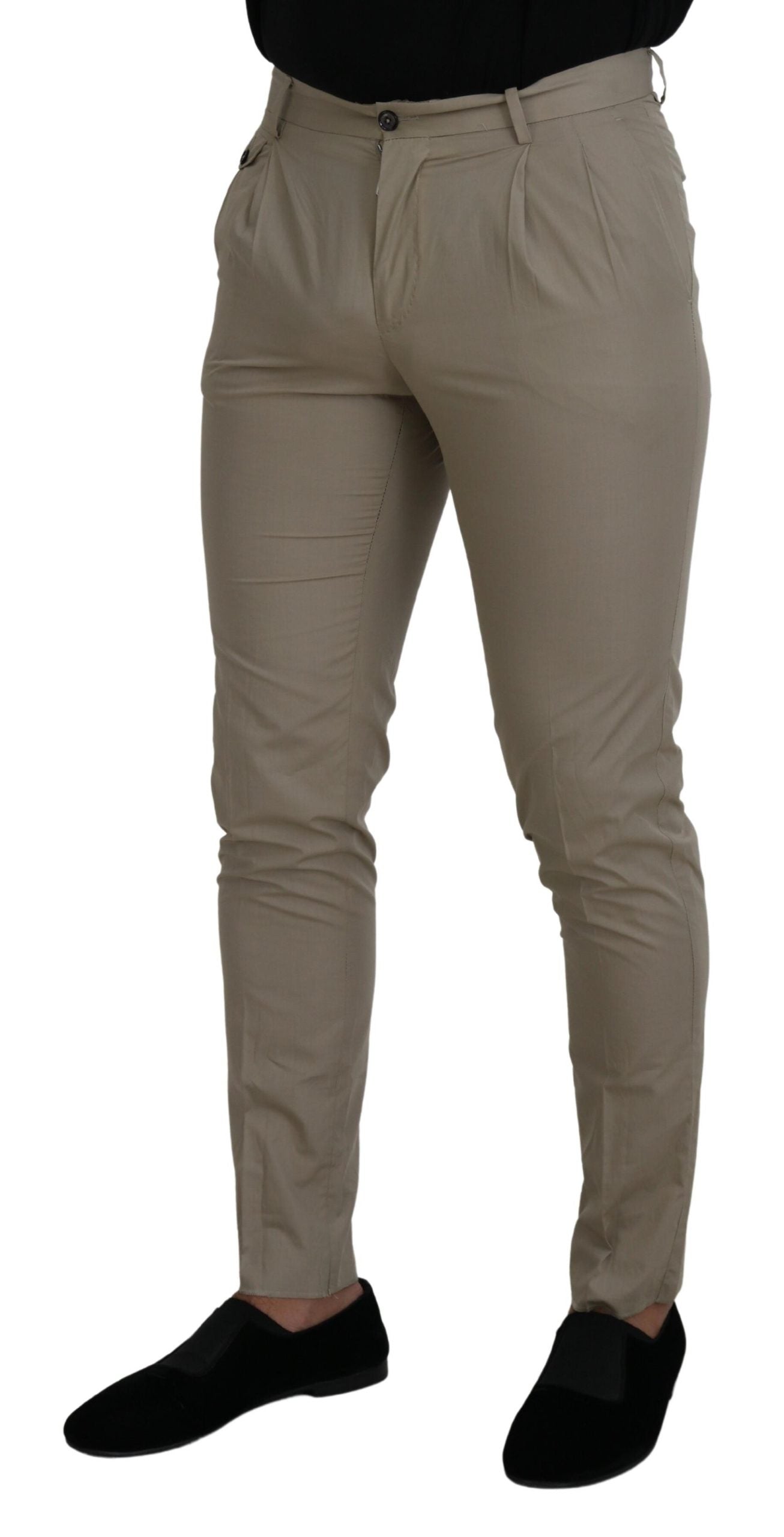 Dolce & Gabbana Beige Cotton Slim Fit Men Pants Dolce & Gabbana