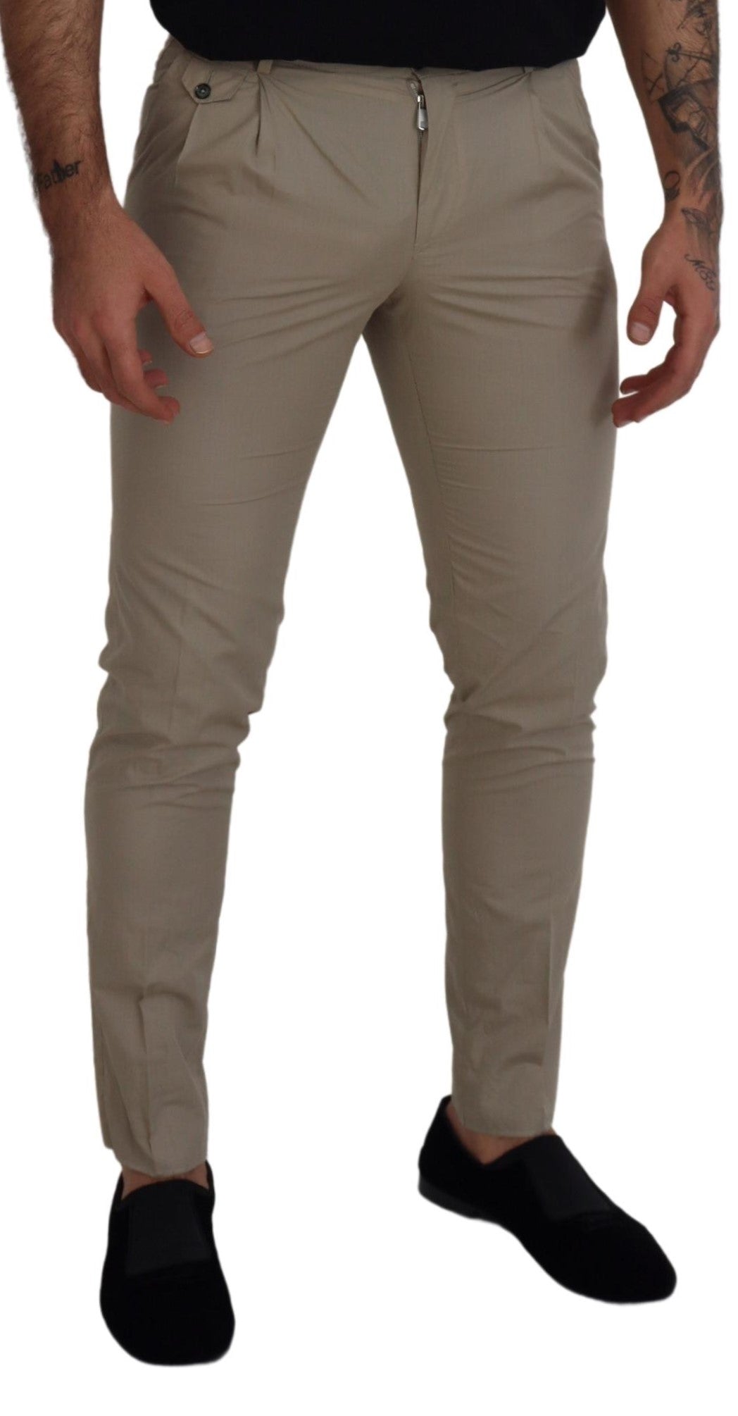 Dolce & Gabbana Beige Cotton Slim Fit Men Pants Dolce & Gabbana