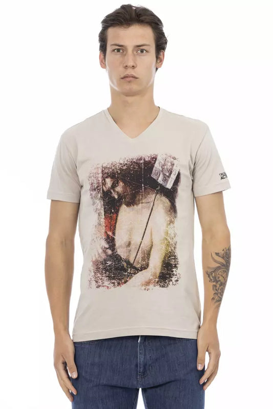 Trussardi Action Beige Cotton Men T-Shirt Trussardi Action