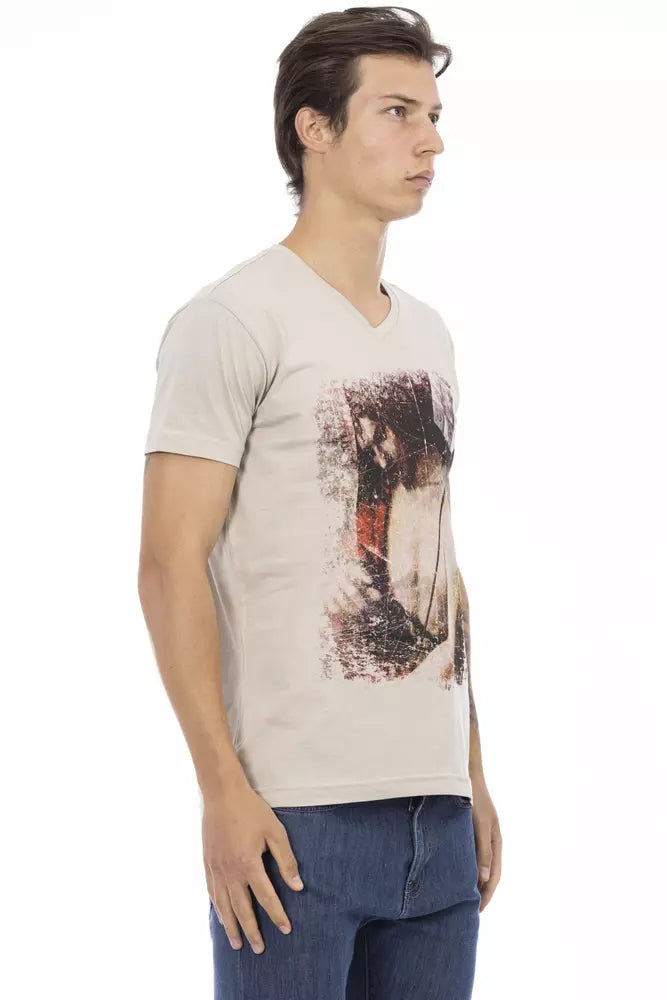 Trussardi Action Beige Cotton Men T-Shirt Trussardi Action