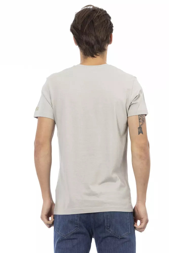 Trussardi Action Gray Cotton Men's V-Neck T-Shirt Trussardi Action