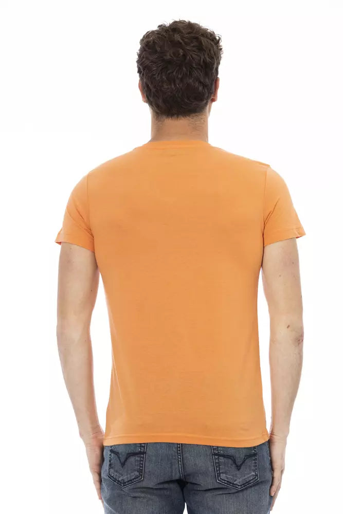 Trussardi Action Orange Cotton Men V-Neck T-Shirt Trussardi Action