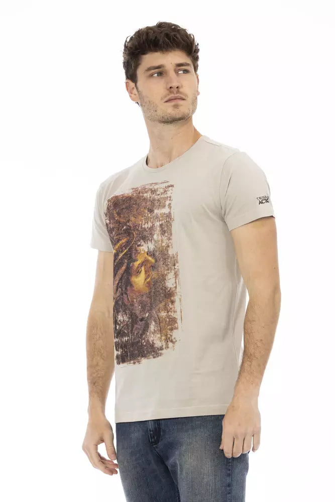 Trussardi Action Beige Cotton Men T-Shirt Trussardi Action