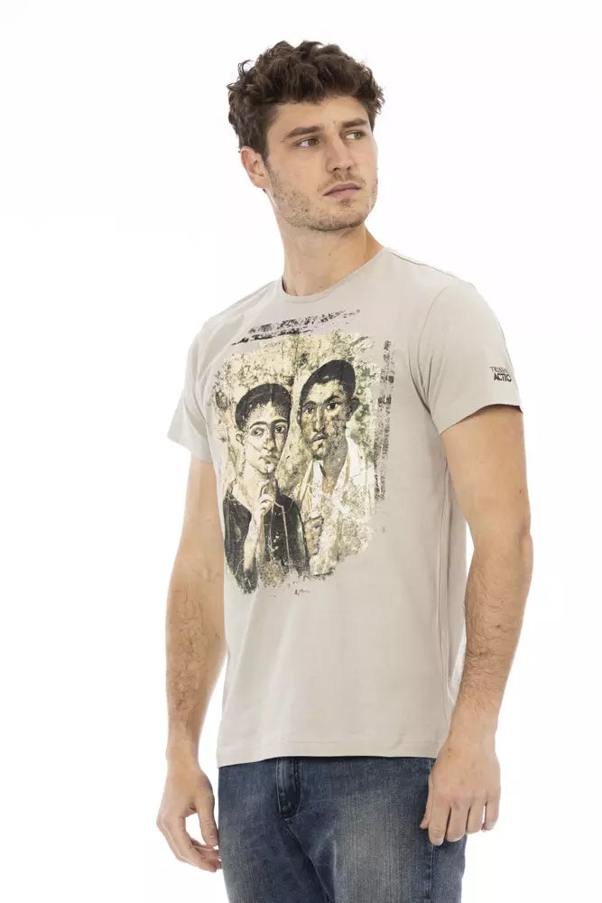 Trussardi Action Beige Cotton Men T-Shirt Trussardi Action