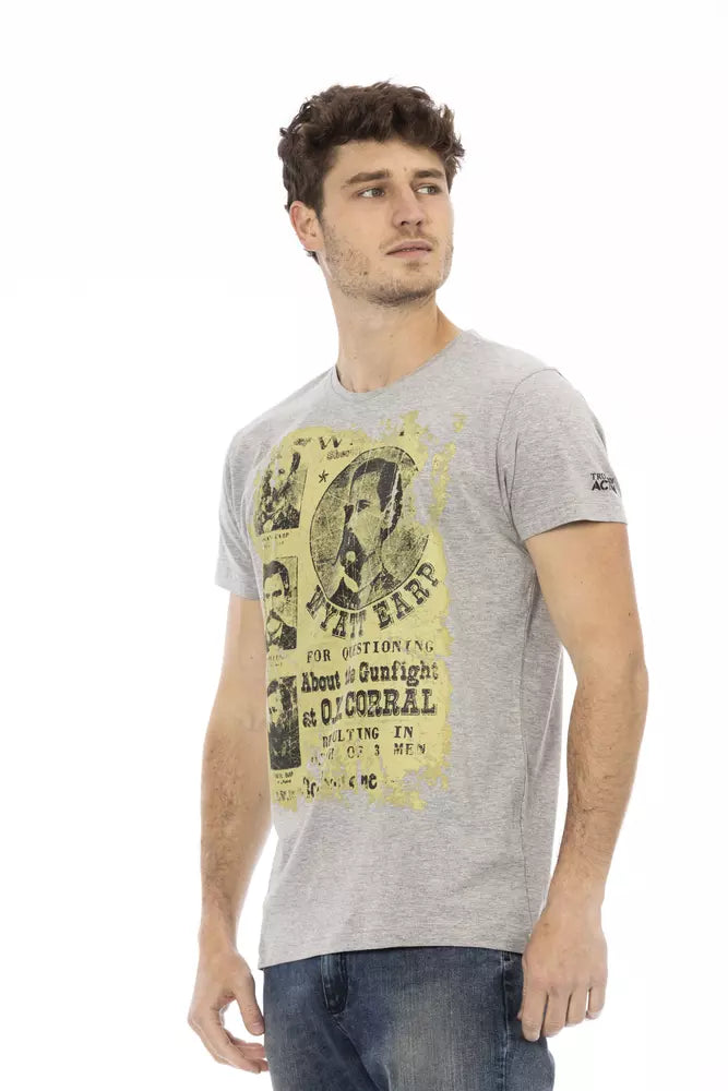Trussardi Action Gray Cotton Men T-Shirt Trussardi Action