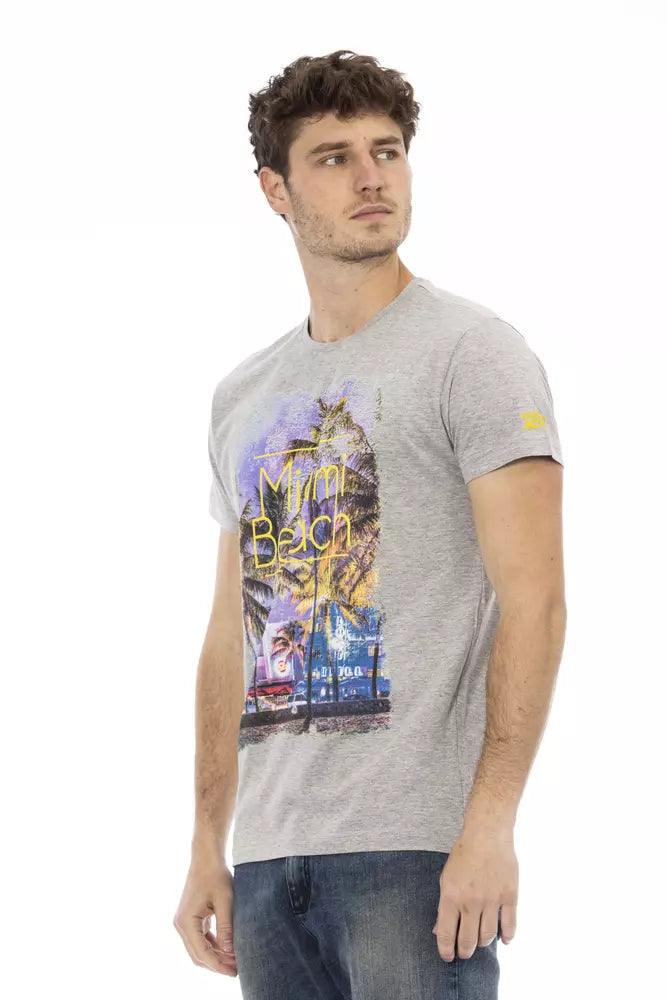 Trussardi Action Gray Cotton Men T-Shirt Trussardi Action