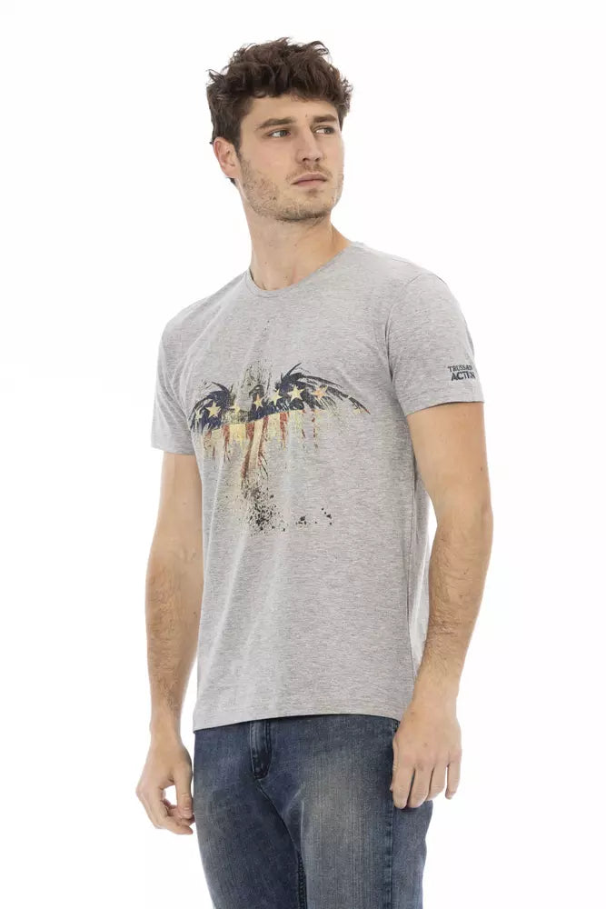 Trussardi Action Gray Cotton Men T-Shirt Trussardi Action
