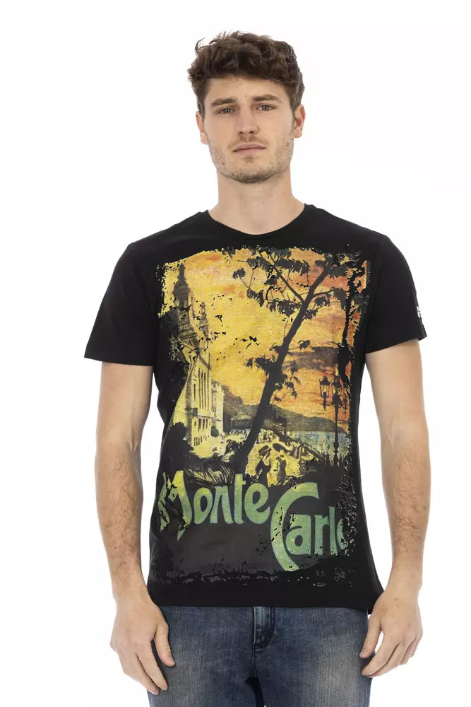 Trussardi Action Black Cotton Men T-Shirt Trussardi Action