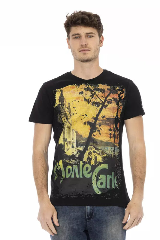 Trussardi Action Black Cotton Men T-Shirt Trussardi Action