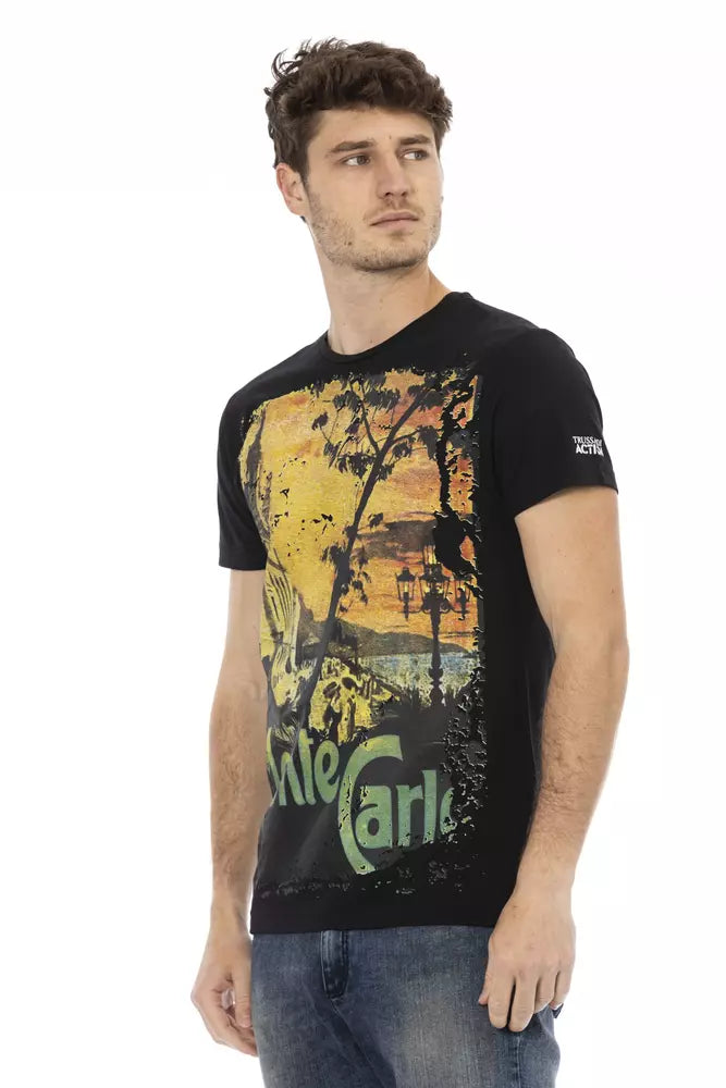 Trussardi Action Black Cotton Men T-Shirt Trussardi Action