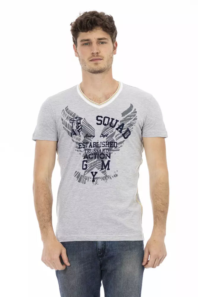 Trussardi Action Gray Cotton Men T-Shirt Trussardi Action