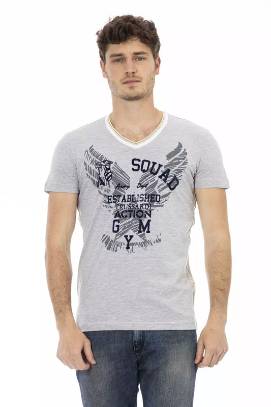 Trussardi Action Gray Cotton Men T-Shirt Trussardi Action