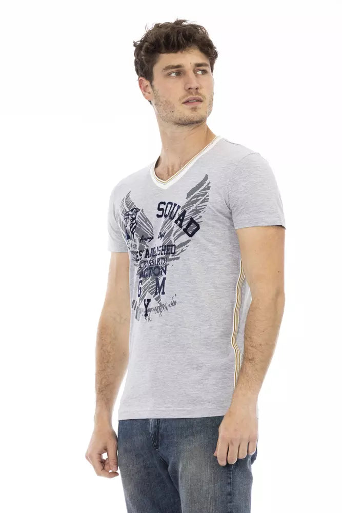 Trussardi Action Gray Cotton Men T-Shirt Trussardi Action