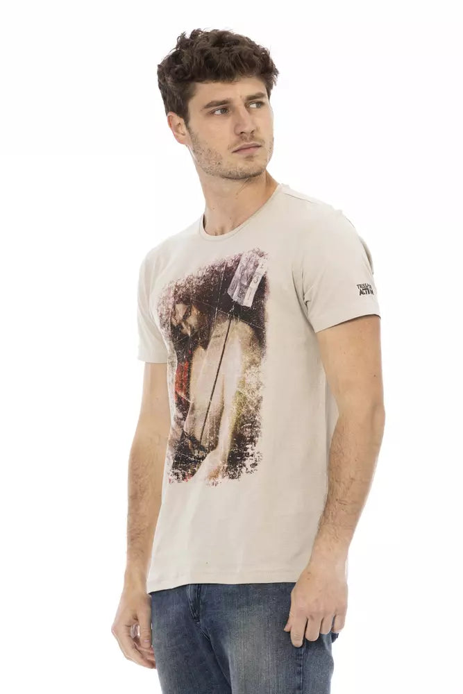 Trussardi Action Beige Cotton Men T-Shirt Trussardi Action