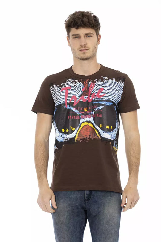 Trussardi Action Brown Cotton Men T-Shirt Trussardi Action
