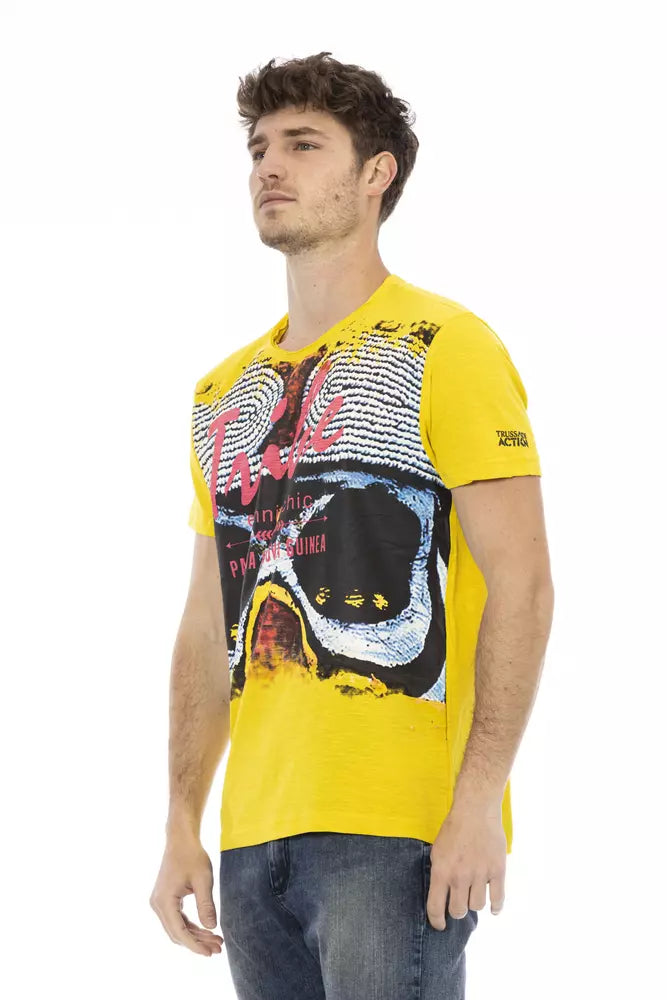 Trussardi Action Yellow Cotton Men T-Shirt Trussardi Action