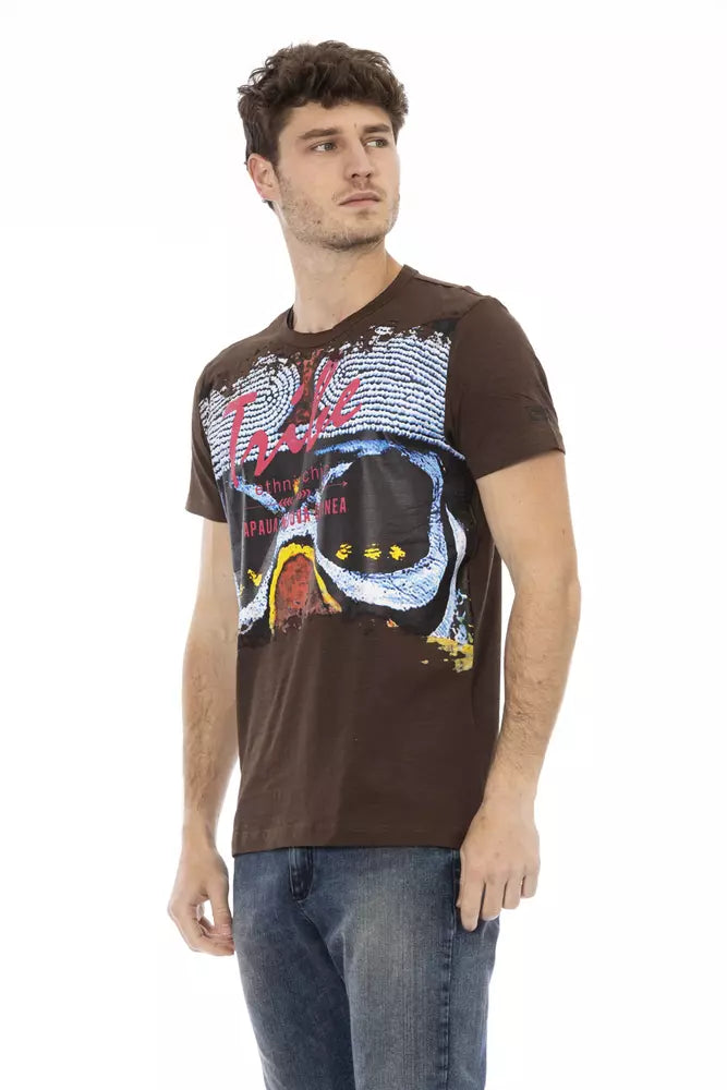 Trussardi Action Brown Cotton Men T-Shirt Trussardi Action
