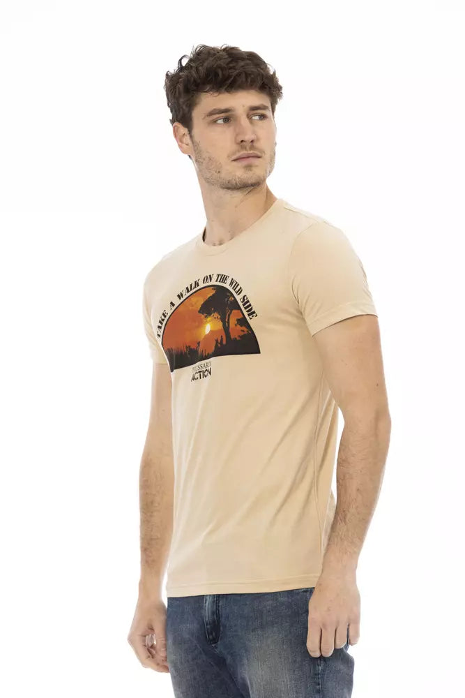Trussardi Action Beige Cotton Men T-Shirt Trussardi Action