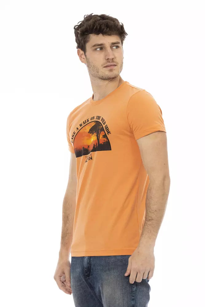 Trussardi Action orange cotton men's T-shirt with crew neckline and casual fit, featuring subtle branding details.