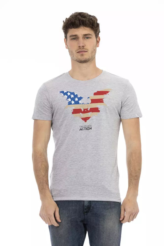 Trussardi Action Gray Cotton Men T-Shirt Trussardi Action
