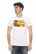 White cotton men's T-shirt from Trussardi Action featuring a classic fit and minimal design.