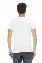 White cotton men's T-shirt from Trussardi Action featuring a classic crew neck and minimalist design.