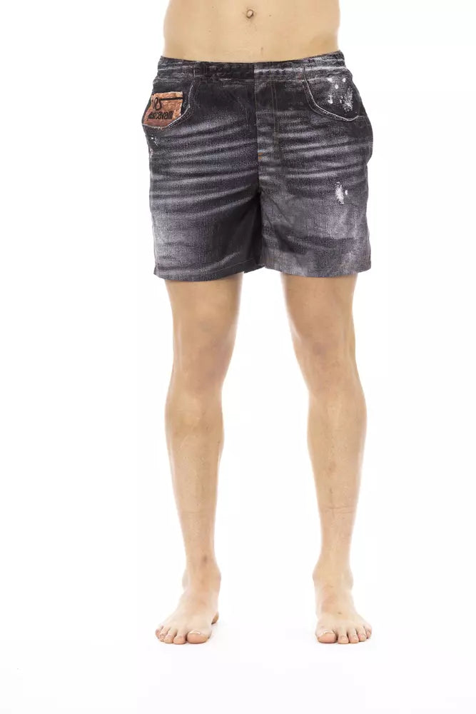 Just Cavalli Black Polyester Men Swimwear Short