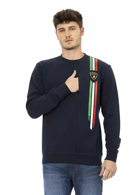 Automobili Lamborghini Blue Cotton Men Sweater with Chest Pocket Automobili Lamborghini
