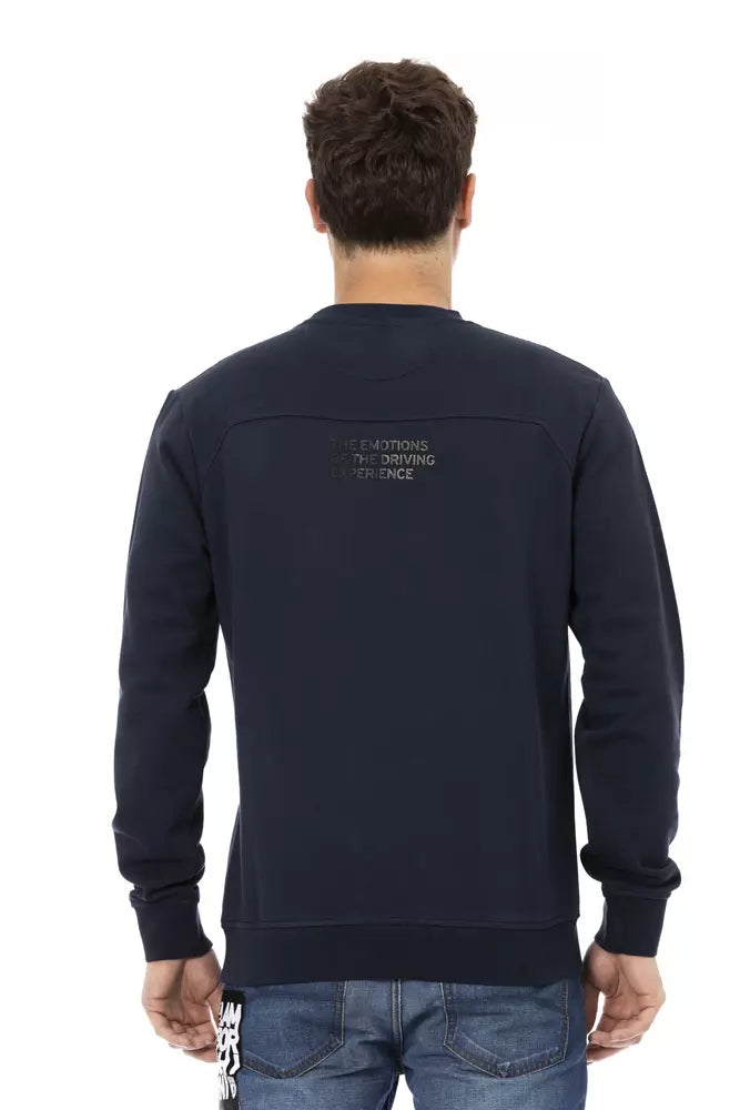 Automobili Lamborghini Blue Cotton Men Sweater with Chest Pocket Automobili Lamborghini