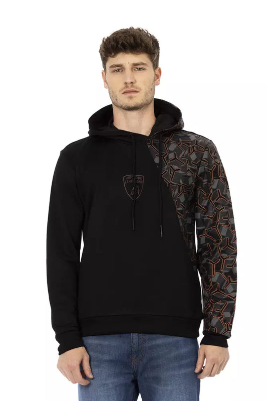 Automobili Lamborghini Black Cotton Men's Hooded Sweater Automobili Lamborghini