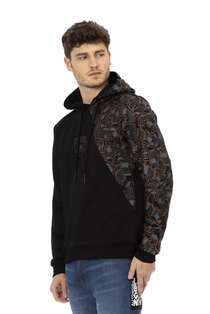 Automobili Lamborghini Black Cotton Men's Hooded Sweater Automobili Lamborghini
