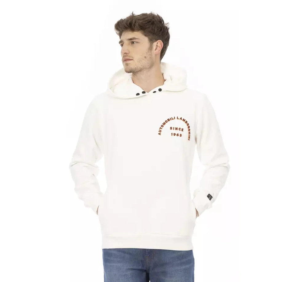 Automobili Lamborghini White Cotton Men's Sweater with Pockets