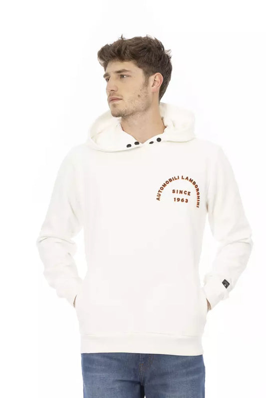 Automobili Lamborghini White Cotton Men Sweater with Pockets Automobili Lamborghini