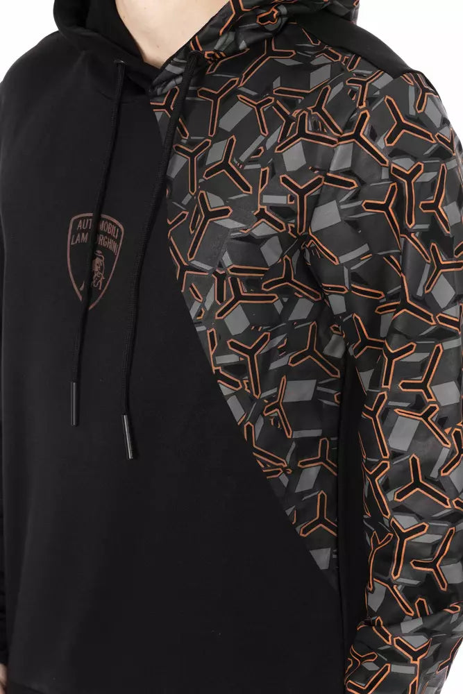 Automobili Lamborghini Black Cotton Men's Hooded Sweater Automobili Lamborghini