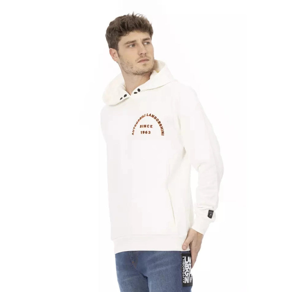Automobili Lamborghini White Cotton Men's Sweater with Pockets