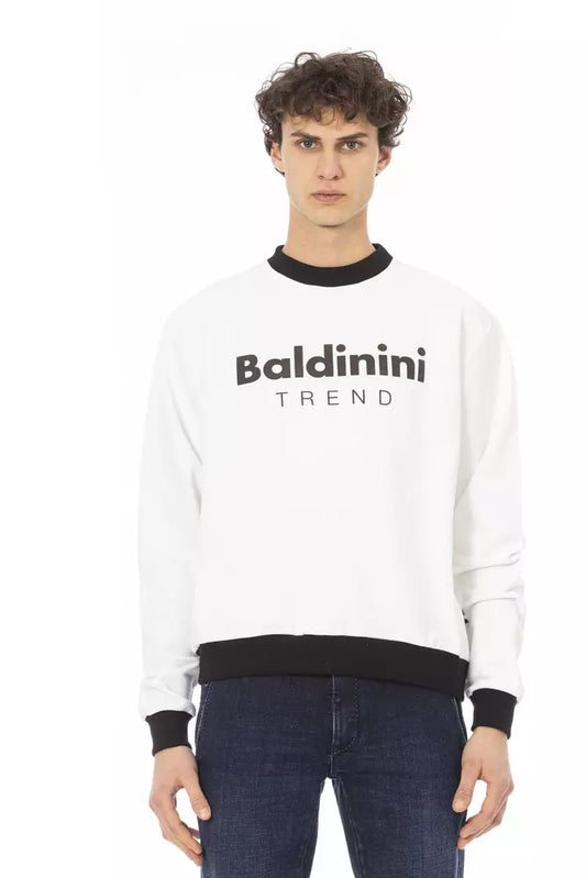 Baldinini Trend White Cotton Men Sweater Baldinini Trend