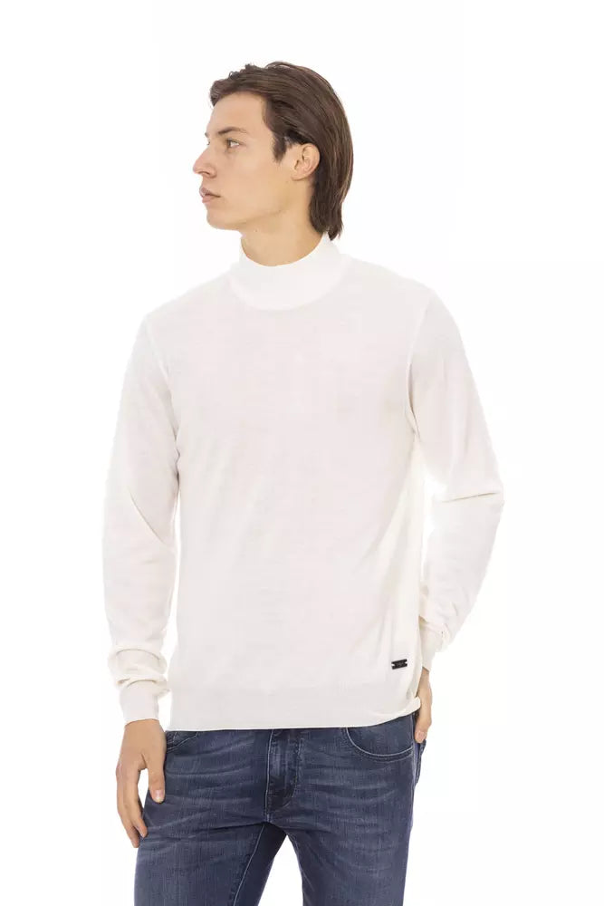 Baldinini Trend White Fabric Men Turtleneck Sweater Baldinini Trend