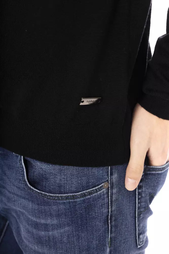 Baldinini Trend Black Fabric Men Sweater with Turtleneck Design