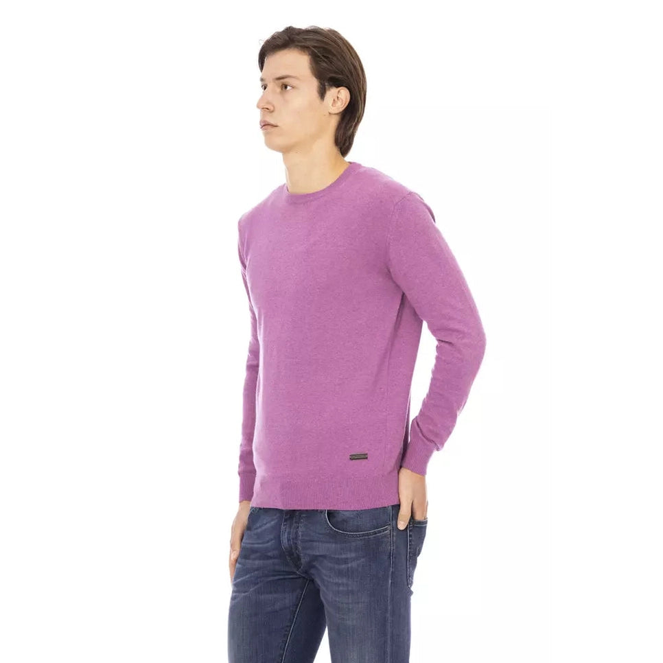 Baldinini Trend Purple Wool Men Sweater Baldinini Trend