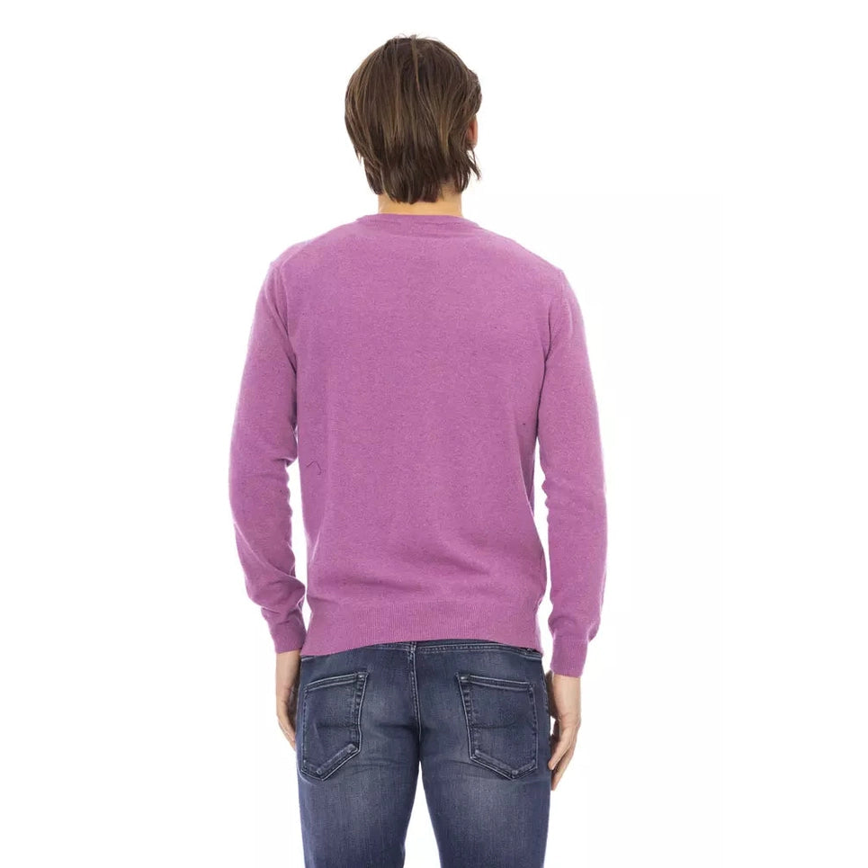 Baldinini Trend Purple Wool Men Sweater Baldinini Trend
