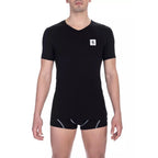 Bikkembergs Black Cotton Men V-Neck T-Shirt