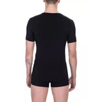 Bikkembergs Black Cotton Men V-Neck T-Shirt