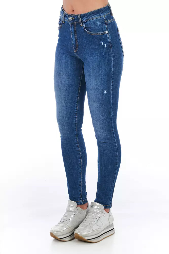 Frankie Morello Blue Other Fibres Women Jeans Frankie Morello