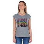 Frankie Morello Gray Cotton Women T-Shirt