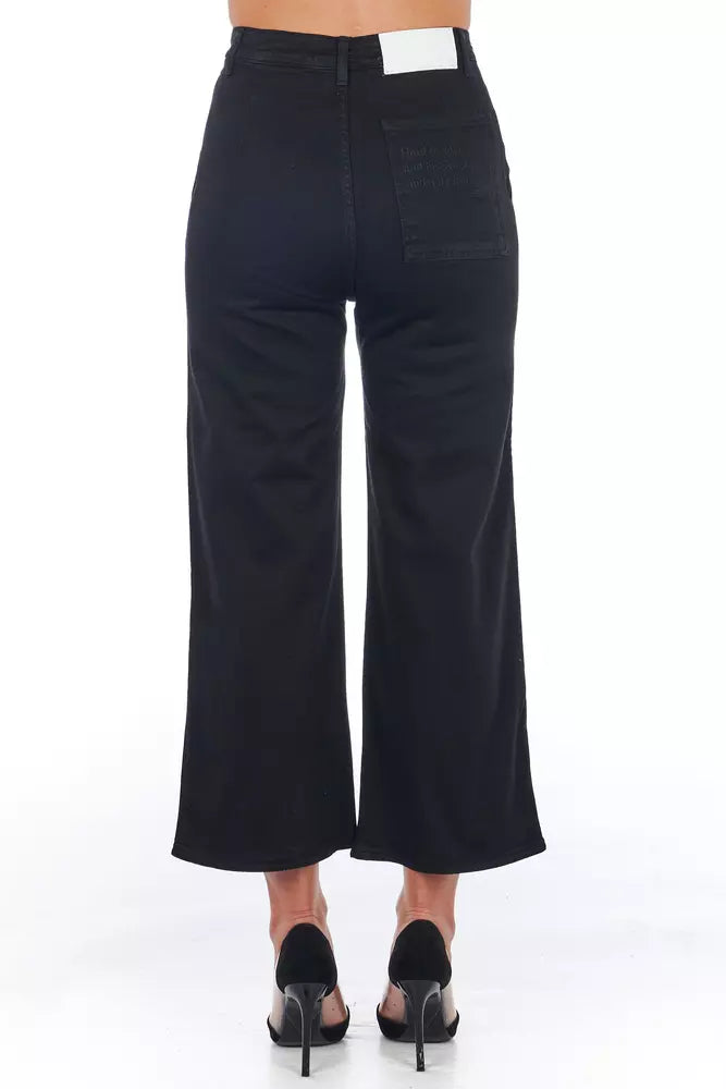 Frankie Morello Black Cotton Women Cropped Trouser Frankie Morello