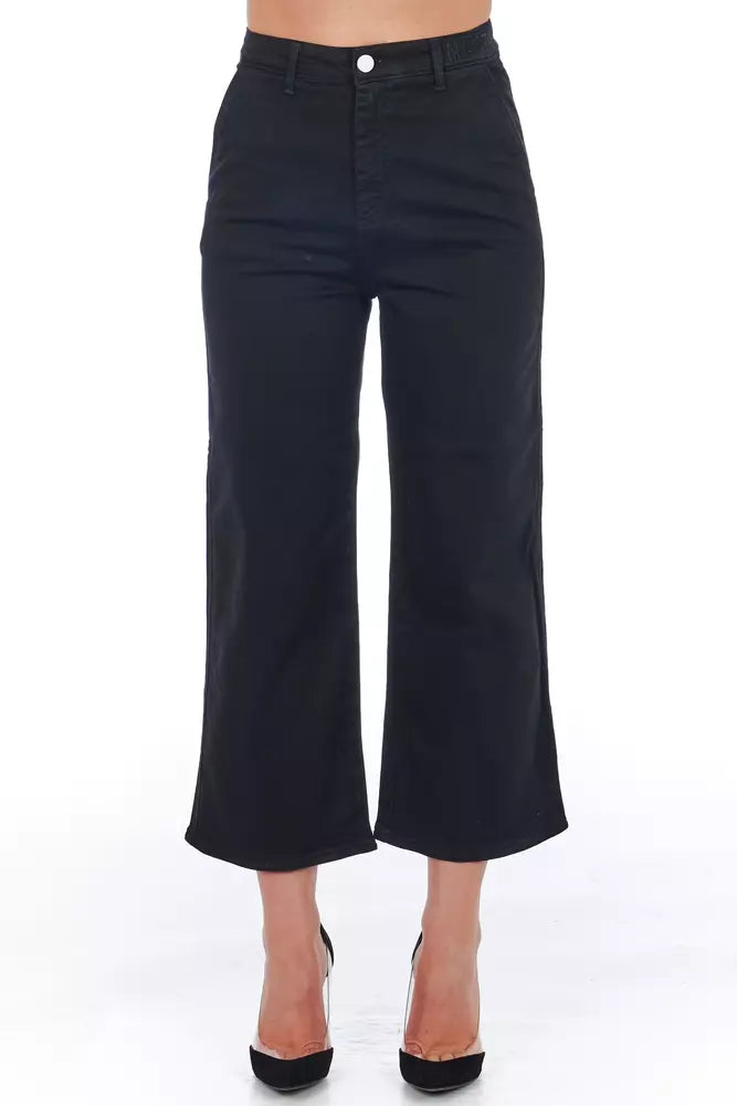Frankie Morello Black Cotton Women Cropped Trouser Frankie Morello